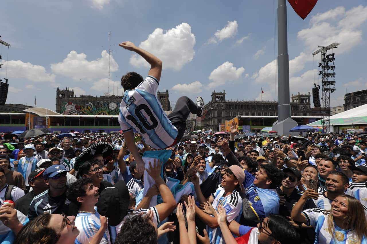 Fans Support Argentina National Team at Mexico FIFA Fan Fest