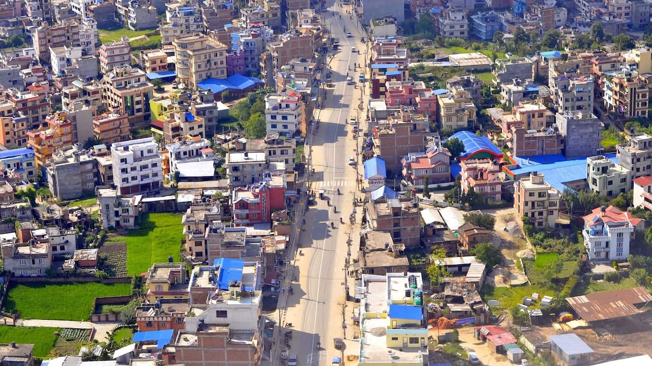 An image of a roadway in Kathmandu, Nepal.