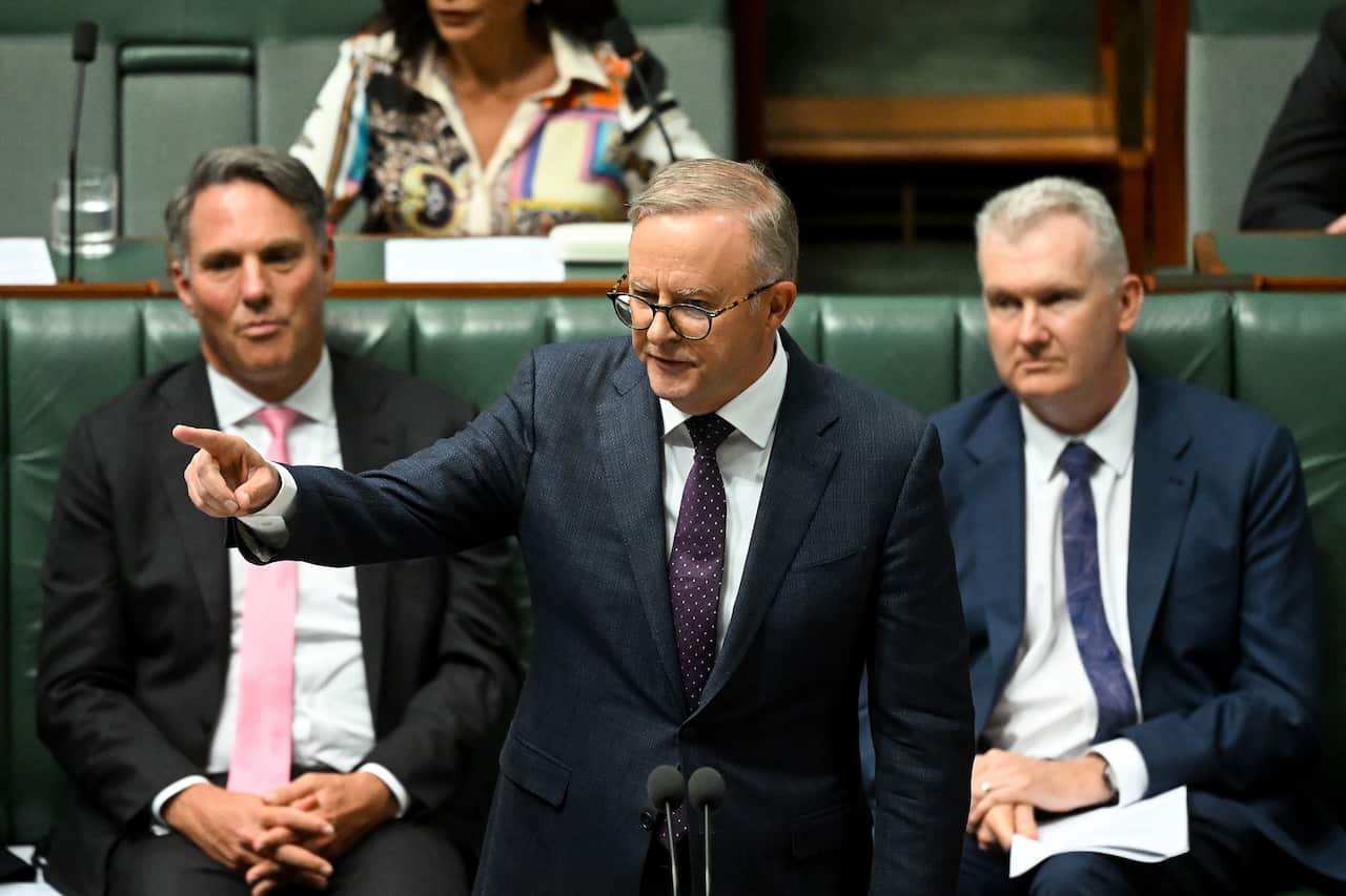 PM Anthony Albanese speaks during Question Time at Parliament