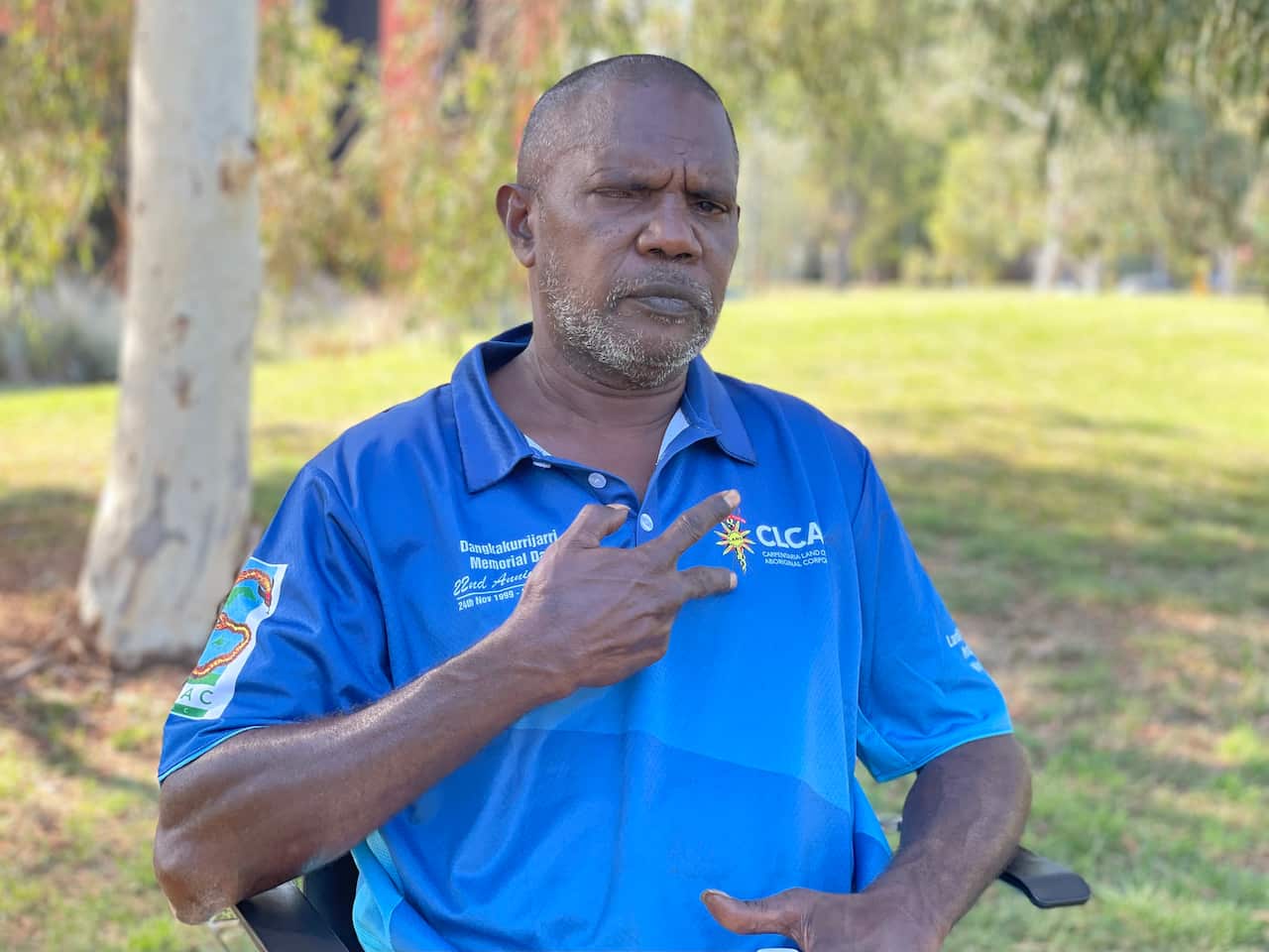 Lawrence Burke poses outside the AIATSIS building in Canberra. 