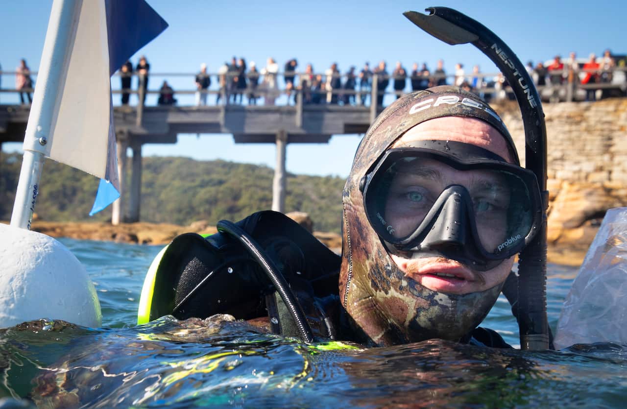 Gamay Senior Ranger Bryce Liddell diving for seahorse release on Gamay_Photo Jessica Hromas_Country Needs People.jpg