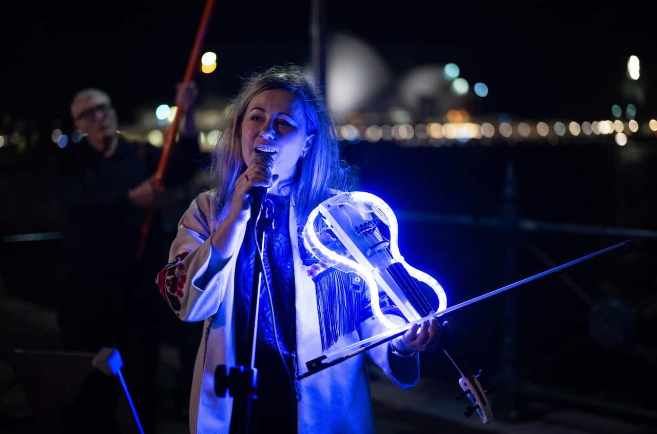 The 35th anniversary of Ukraine's Independence. Sydney, Circular Quay Rally.