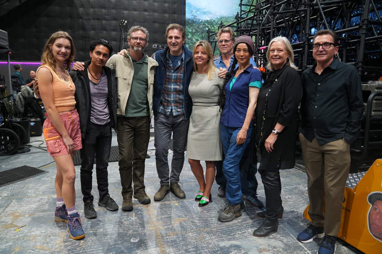 Ice Road 2: Road to the Sky team with VicScreen CEO Caroline Pitcher (centre) at Docklands Studios, Melbourne.