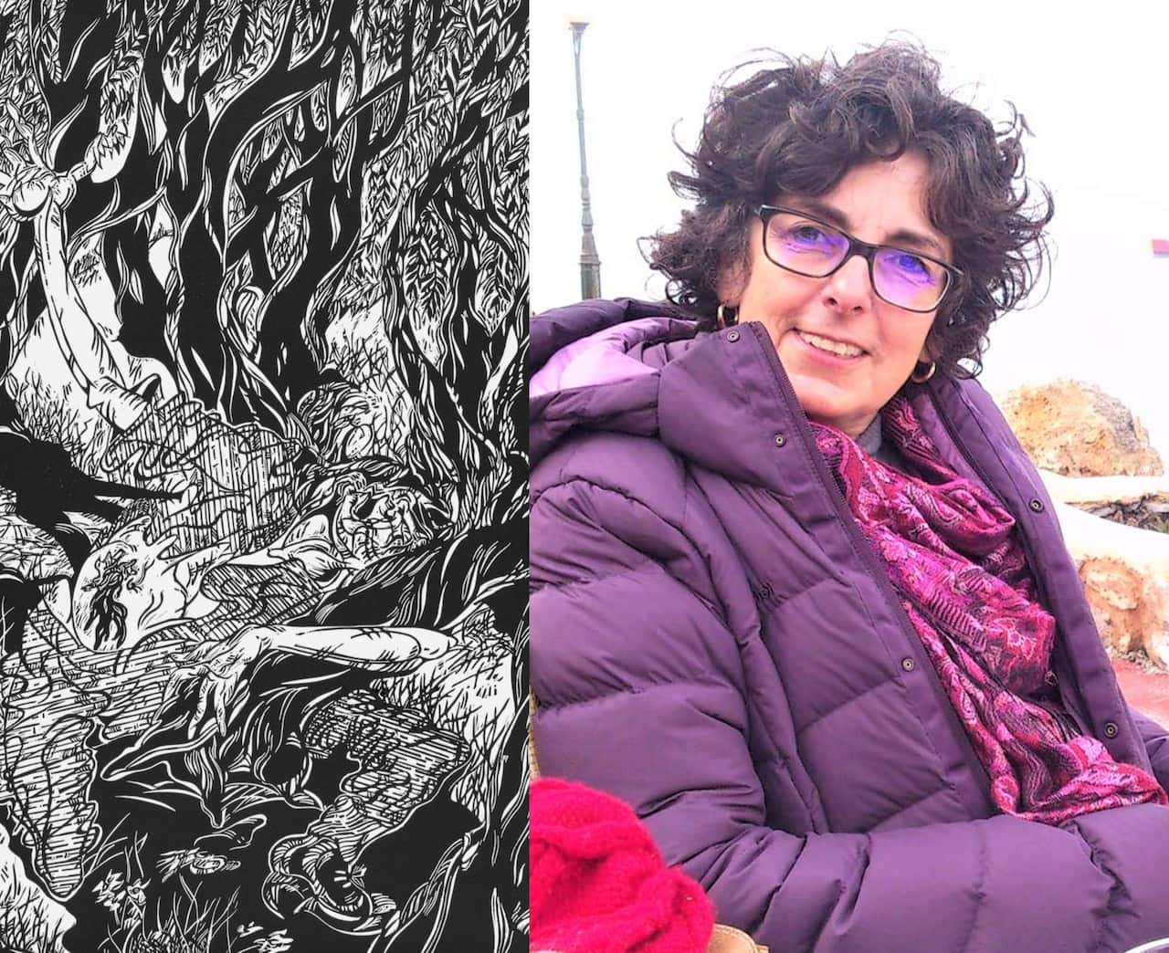 L: Artwork by Australian painter Michael Winters. R_ Greek-Australian poet Politimi Tataraki.jpg