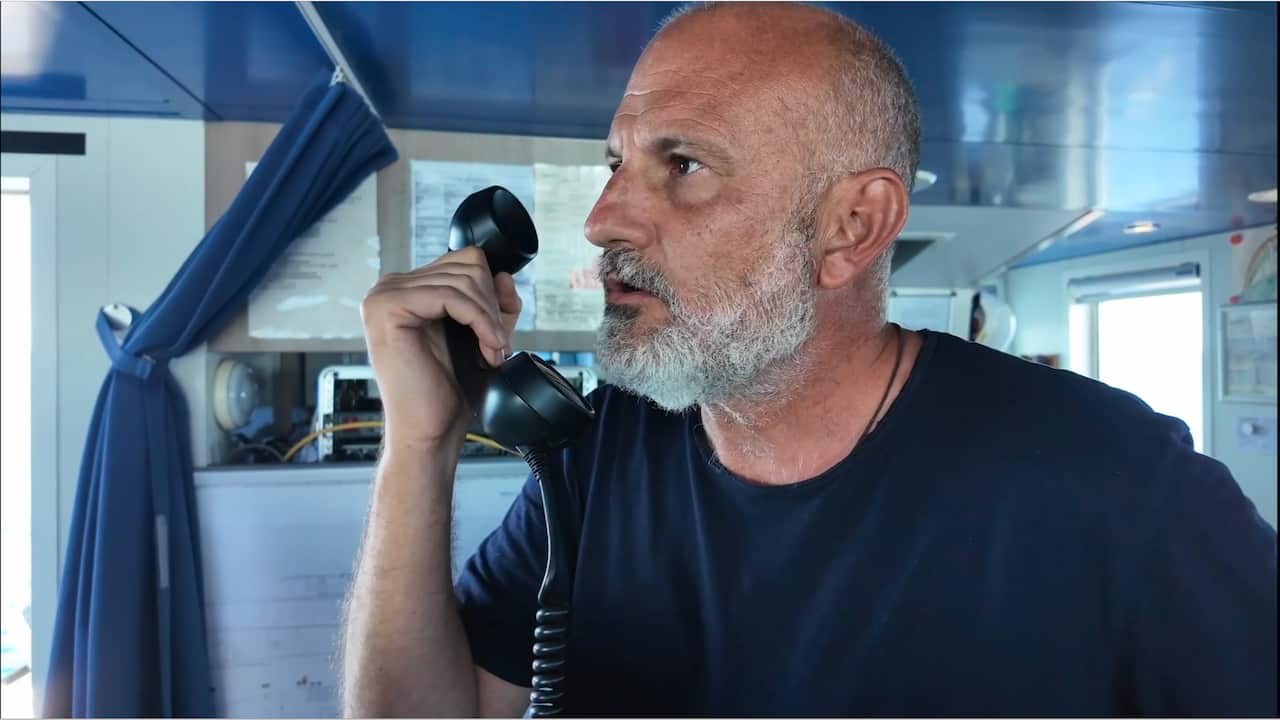 Gianluca Morini a bordo di un'imbarcazione della Global Sumud Flotilla.