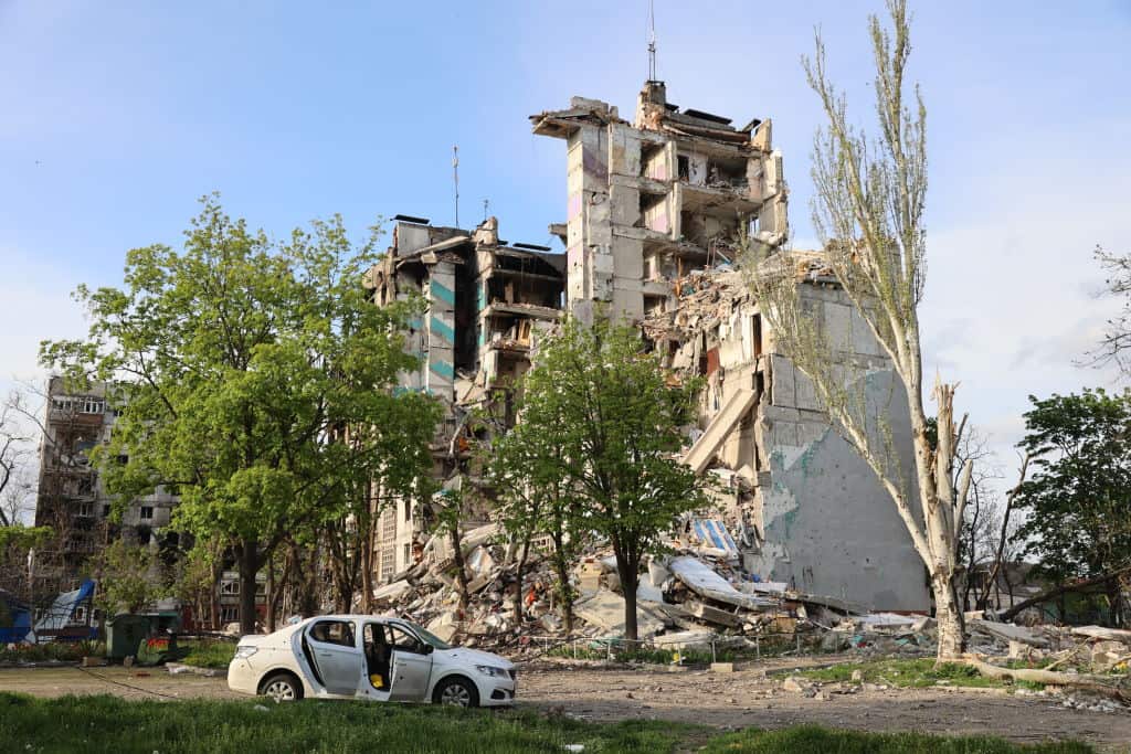 Destroyed building in Mariupol, Ukraine 