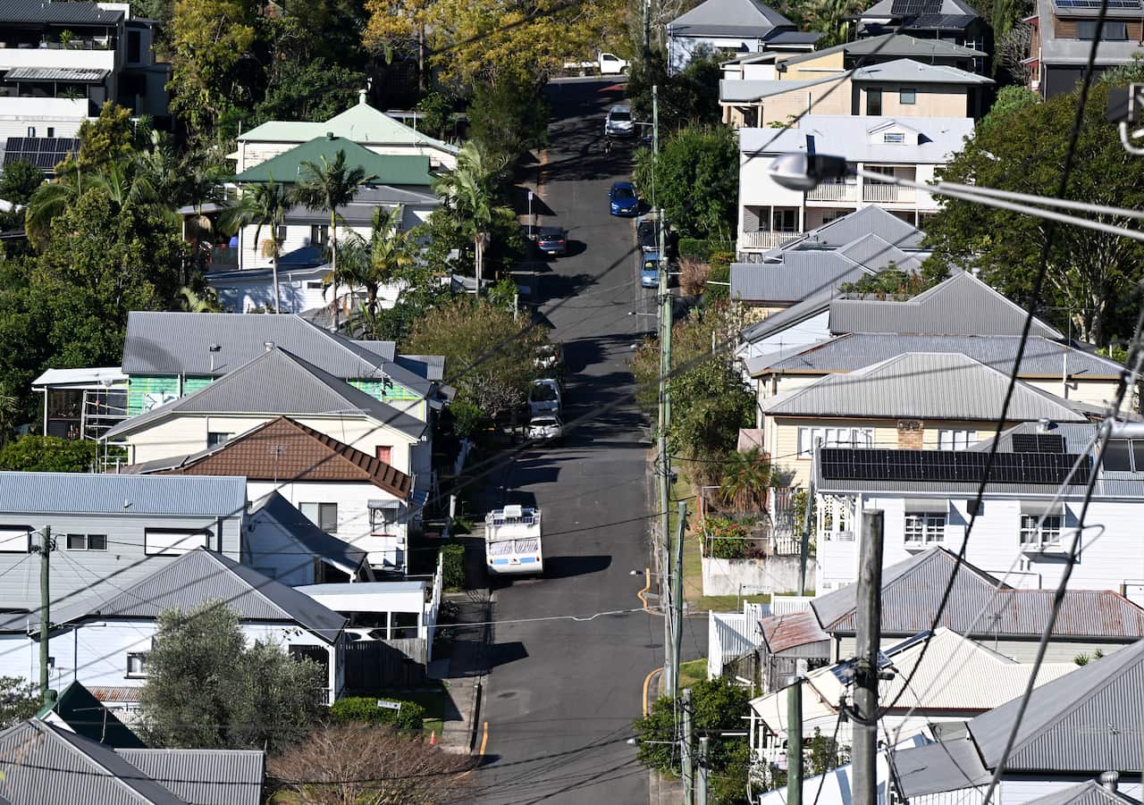 Aerial view of suburban houses