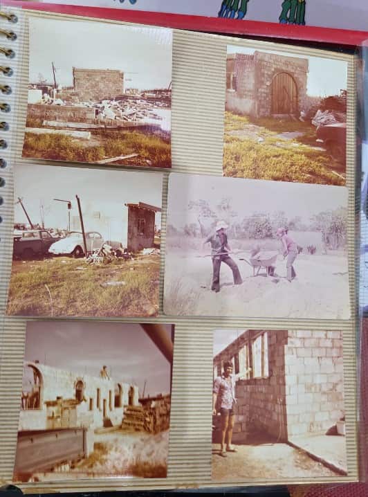 Collage di foto della ricostruzione della casa di Frank e Helen dopo il ciclone Tracy del 1974.