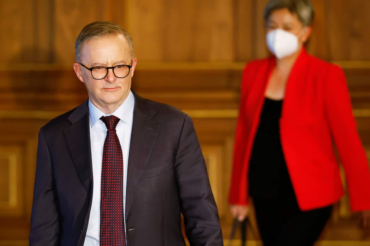 Australian Prime Minister Anthony Albanese (left) and Foreign Minister Penny Wong in Tokyo