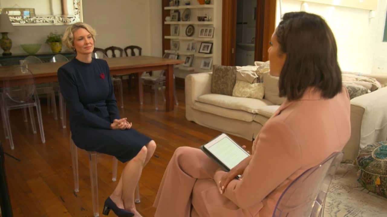 Liberal candidate for Warringah Katherine Deves speaks with SBS News presenter Janice Petersen.