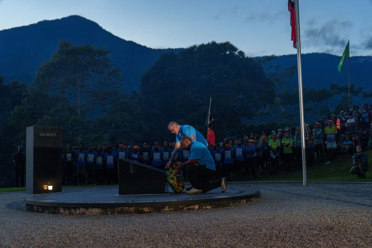 Anthony Albanese and James Marape at the dawn service at Isurava (SBS) .jpg