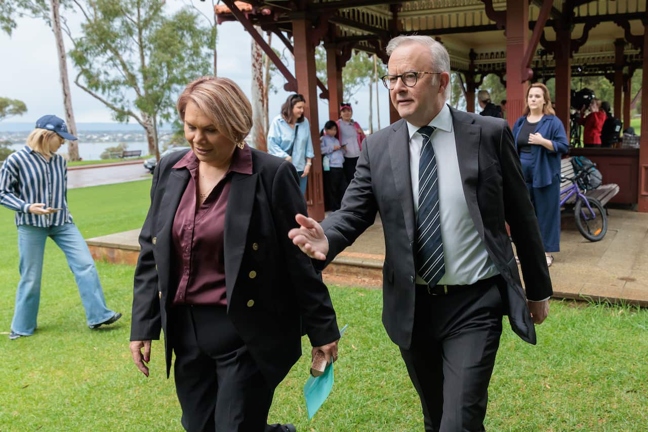 Dorinda Cox and Anthony Albanese in Perth