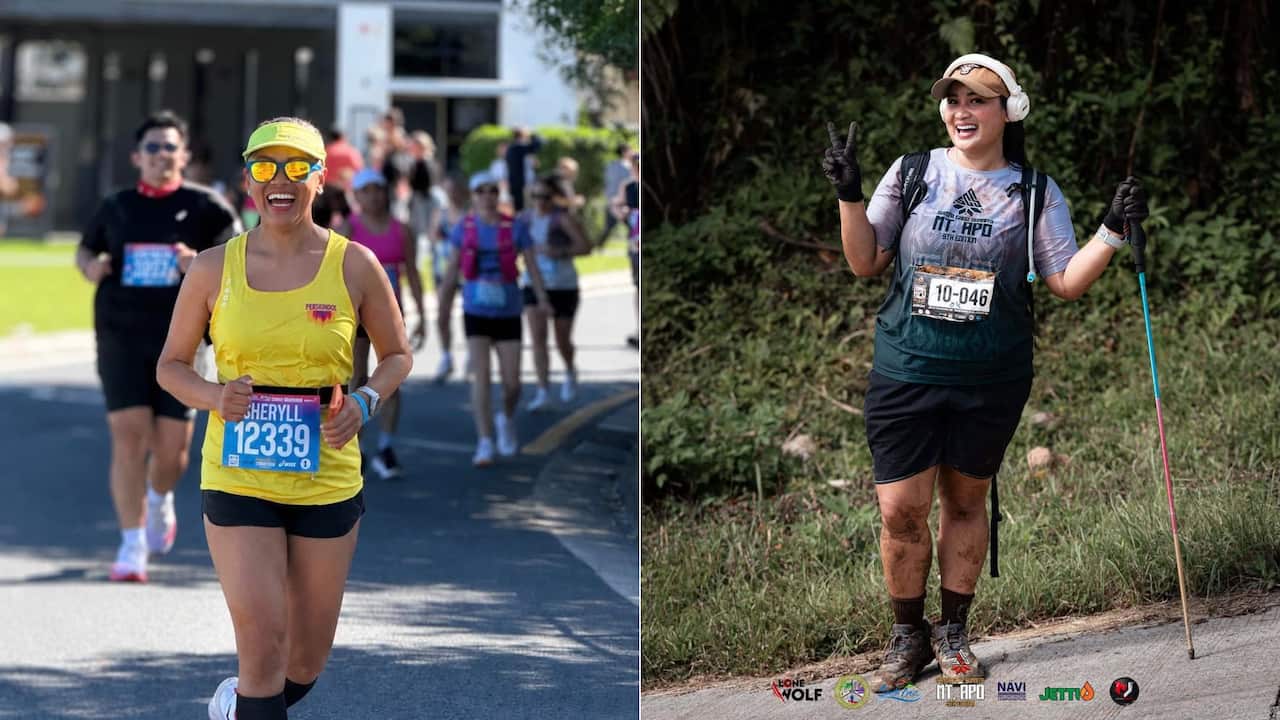 Sheryll Quimosing (left) has completed 80 marathons so far, including the 102-kilometre Bataan Death March ultramarathon. Camille Punzalan (right) recently took up running and has participated in shorter-distance events, including the 10-kilometre Bridge to Brisbane couple of years ago.
