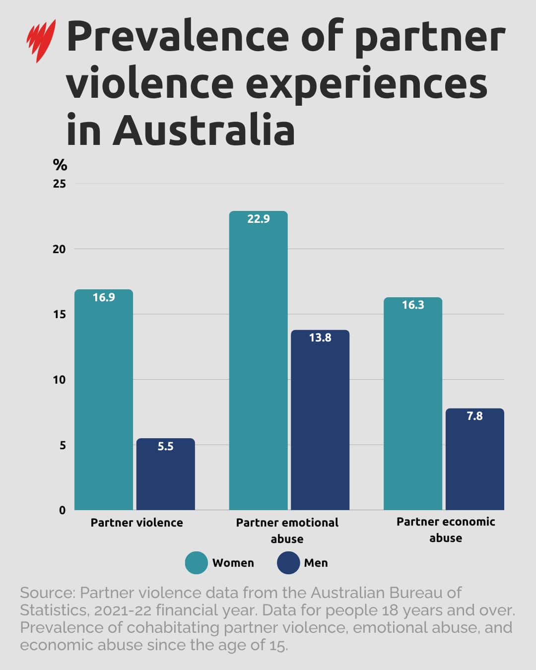 A chart showing prevalence rates of partner violence.