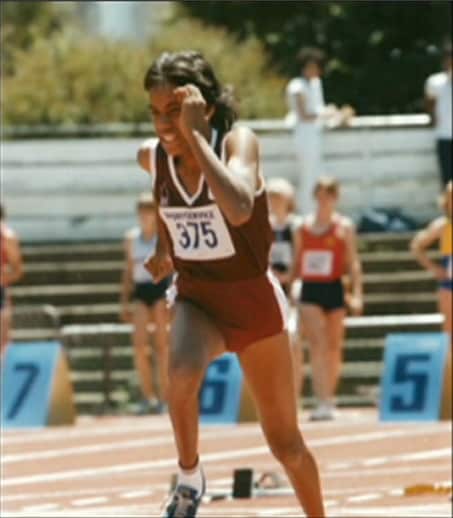 Cathy Freeman competing in athletics as a junior