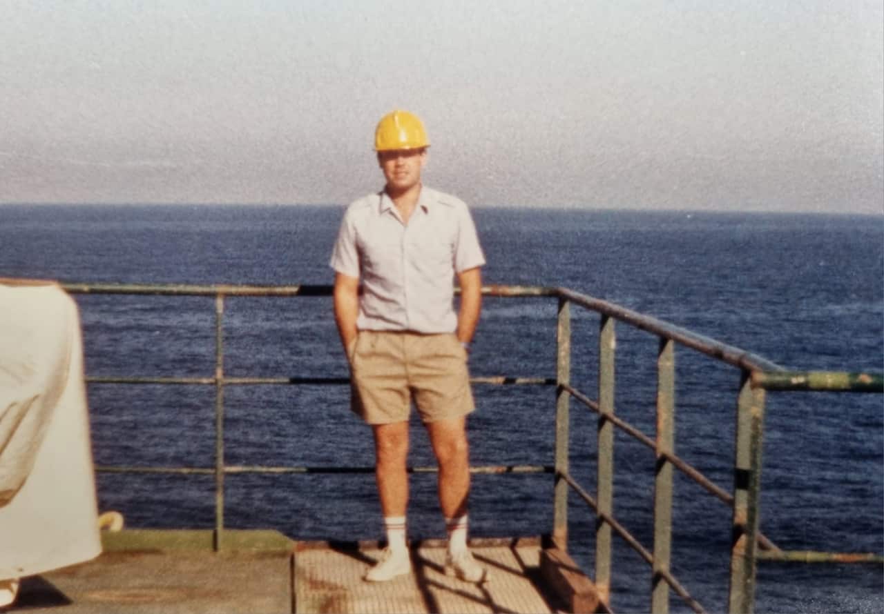 Emilio Lomonaco as a young main on an oil marine platform