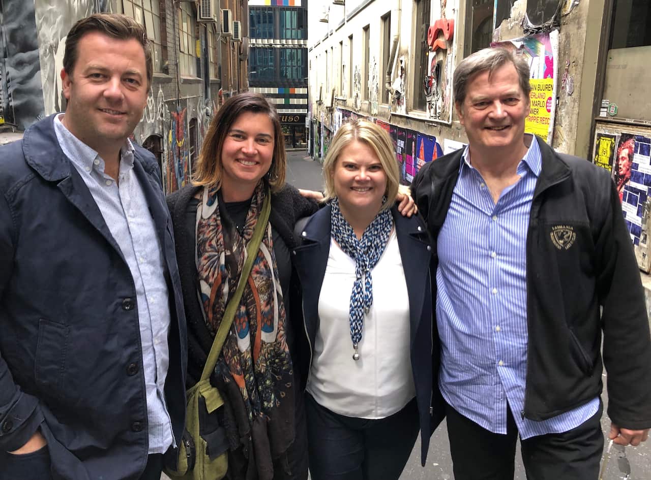 Aimee Shackleton, second from right, pictured with her brother, left, sister, and father, Sig.