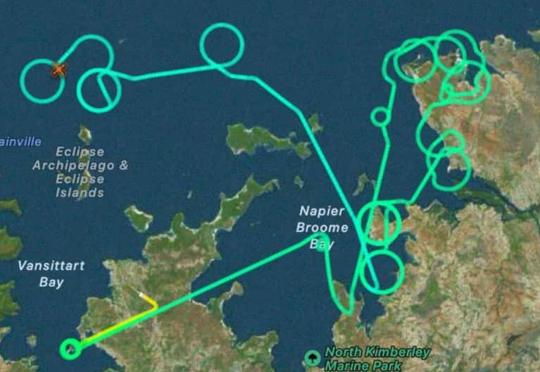 flight paths of unmanned military drones circling WA coast