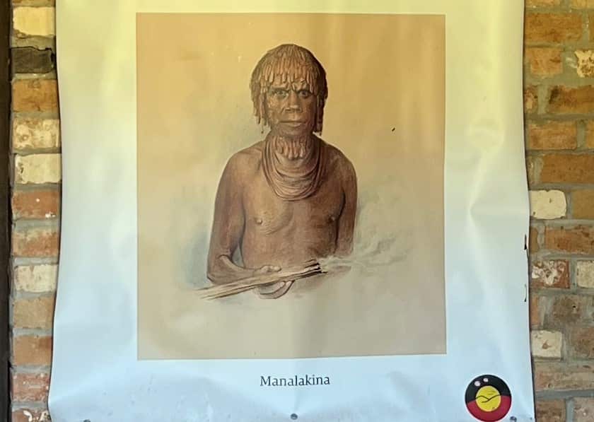 A watercolour portrait of Aboriginal leader and warrior Manalakina