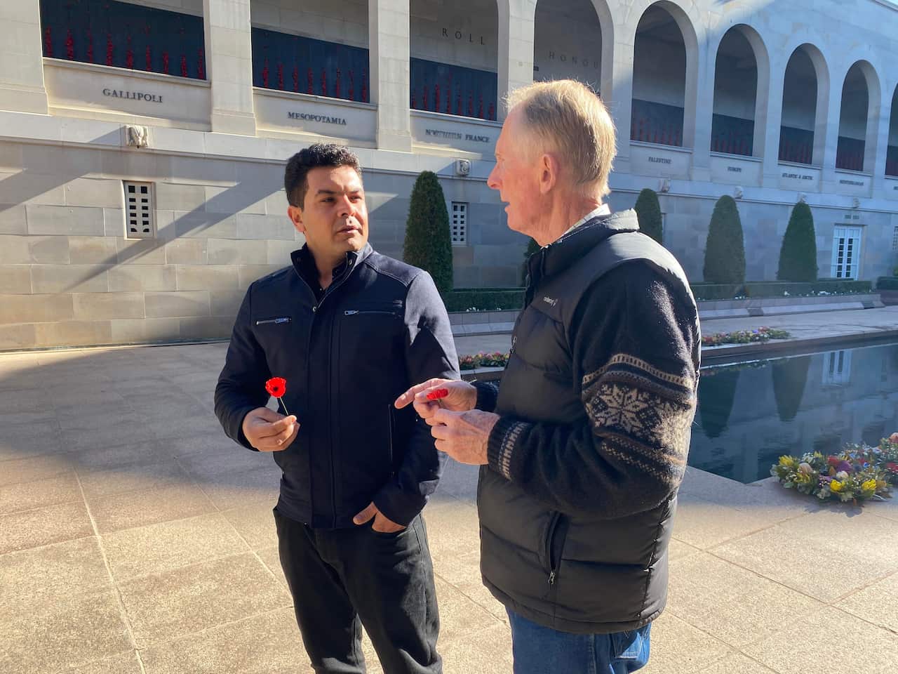 Farid Raman and Hugh Poate met for the first time at the Australian War Memorial in Canberra.