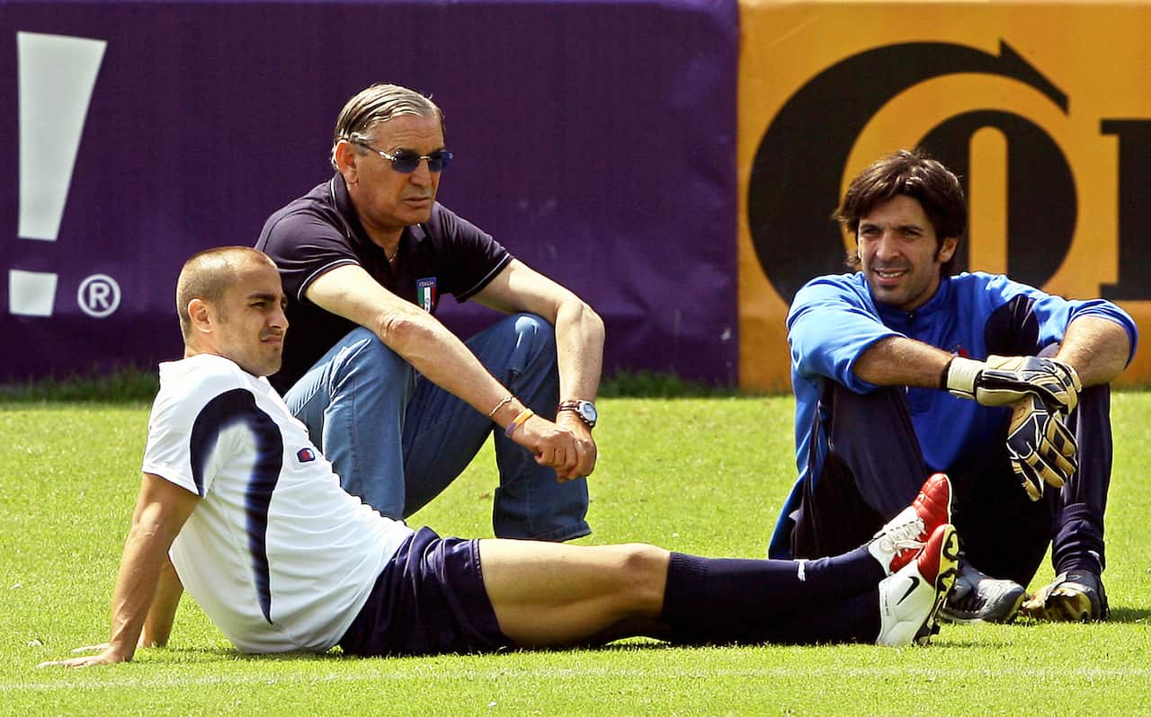 Fabio Cannavaro, Gigi Riva and Gianluigi Buffon