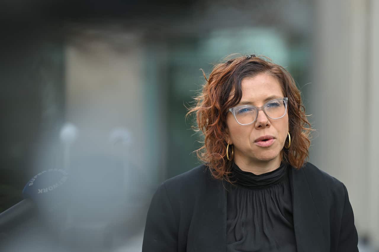 Minister for Social Services Amanda Rishworth at a press conference at Parliament House in Canberra