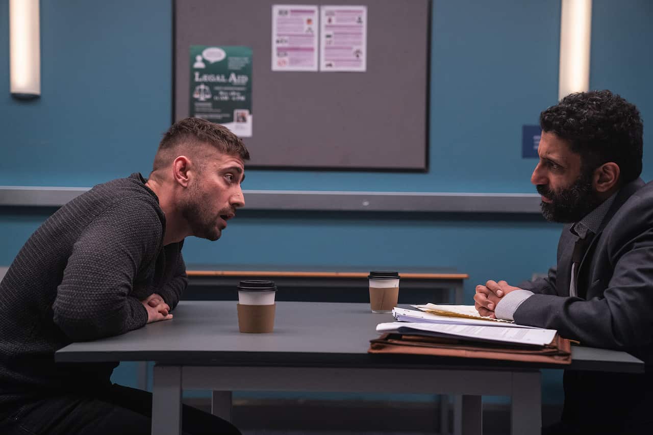 Michael Socha and Adeel Akhtar in Showtrial season 2