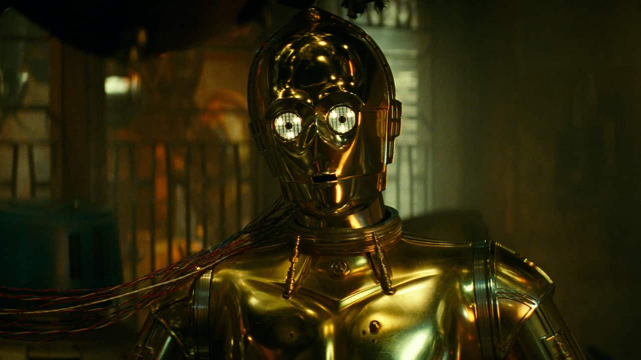 A gold robot. 