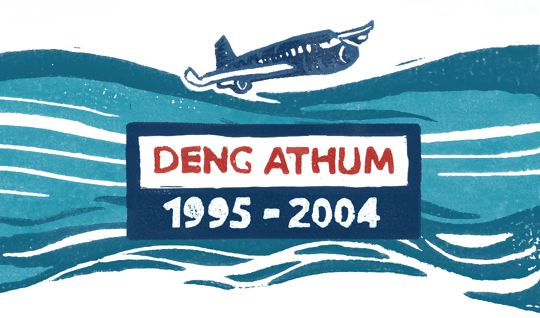 An artwork depicting a journey by plane to Australia.