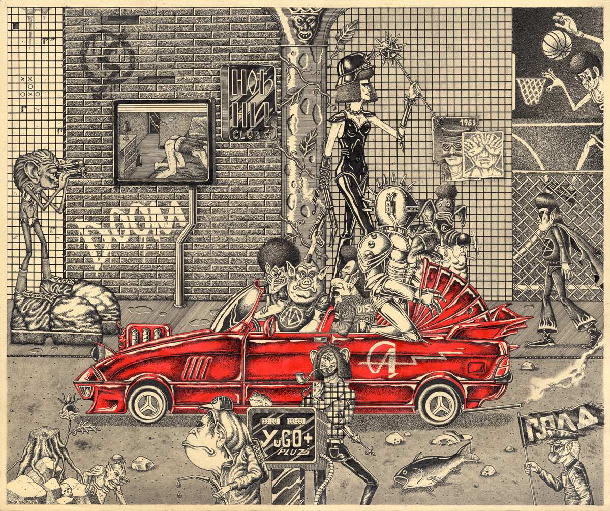 Our Last Drive In The Outskirts Before We Go Go (tuš i grafit na papiru) 2021 - Davor Gromilović