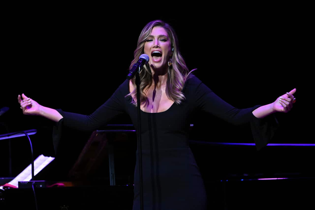 Delta Goodrem sings at Olivia Newton-John memorial