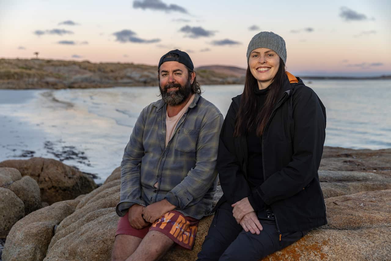 Moonbird writer/producer Adam Thompson and producer Catherine Pettman on set.