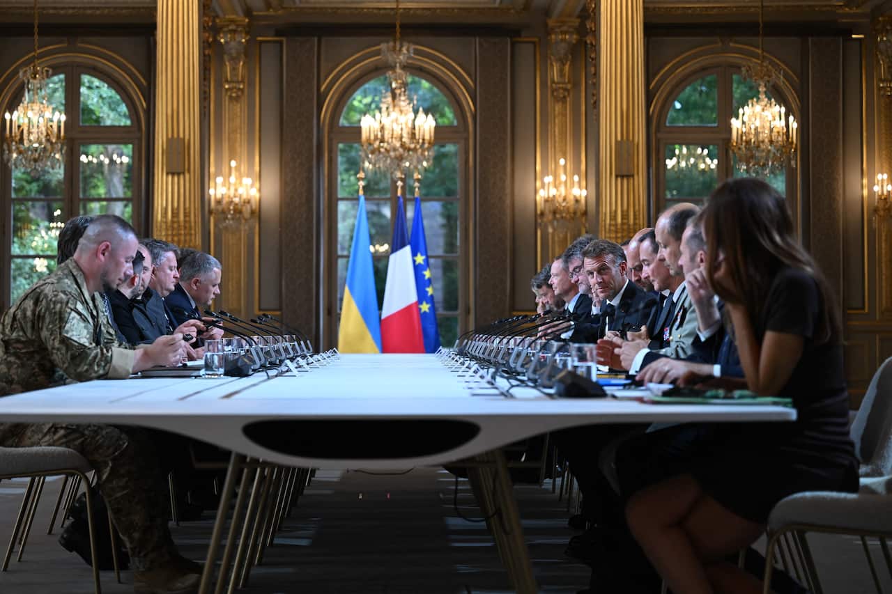 Meeting between Macron and Zelensky at Elysee Palace - Paris