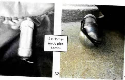 Homemade pipe bombs in silver cyclinders