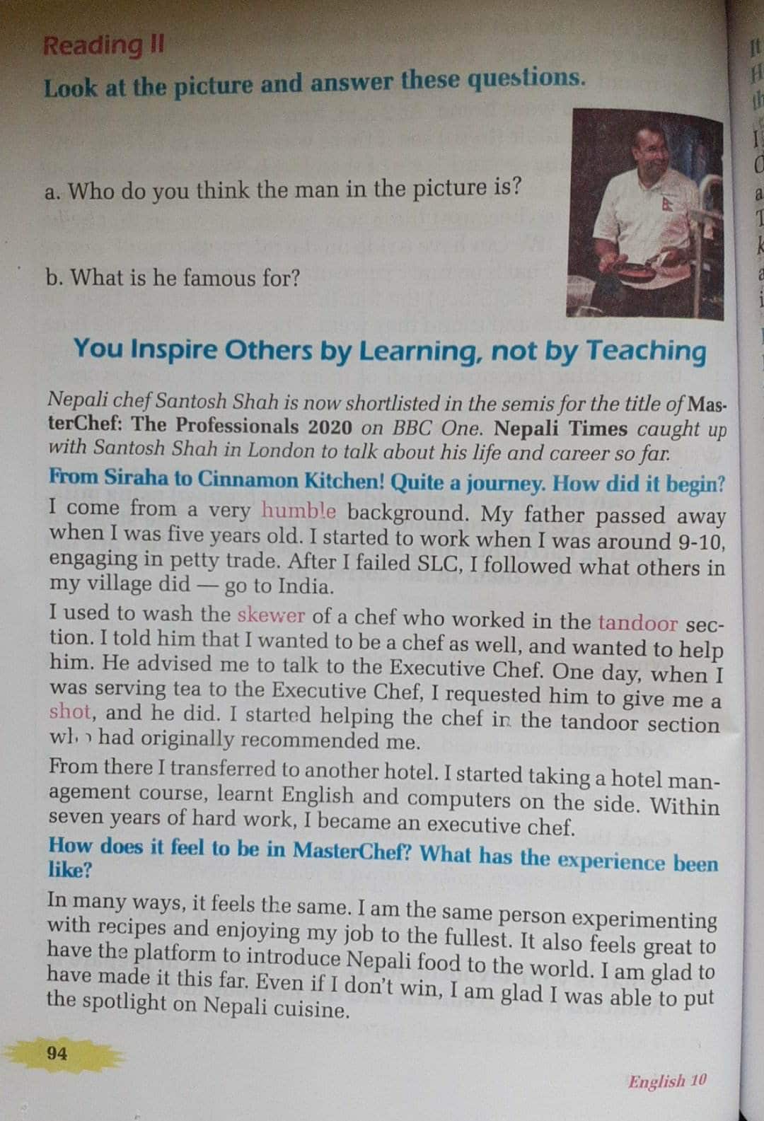 Santosh Shah featured in school books
