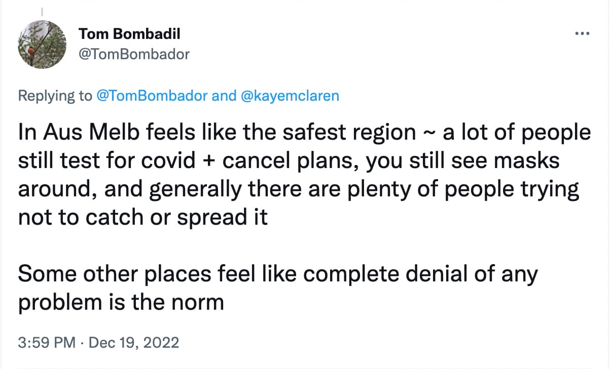 A tweet talking about cancelling plans being the norm in Melbourne