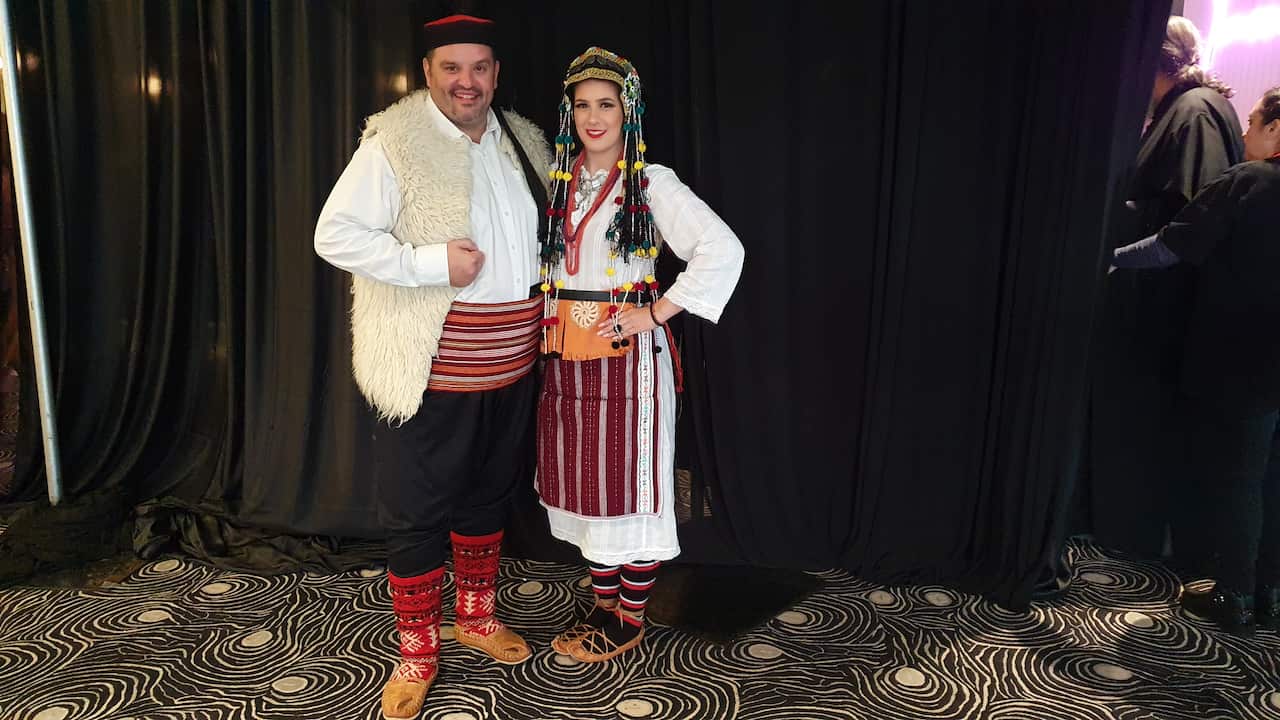 Oplenac Adelaide president Branko Uzelac and folklore dancer Jovana Hinic