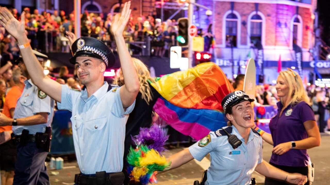 Police Officers take part in the 42nd annual Gay and Lesbian Mardi Gras parade in Sydney, Saturday, February 29, 2020.