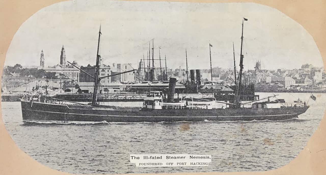An old photograph of a ship.
