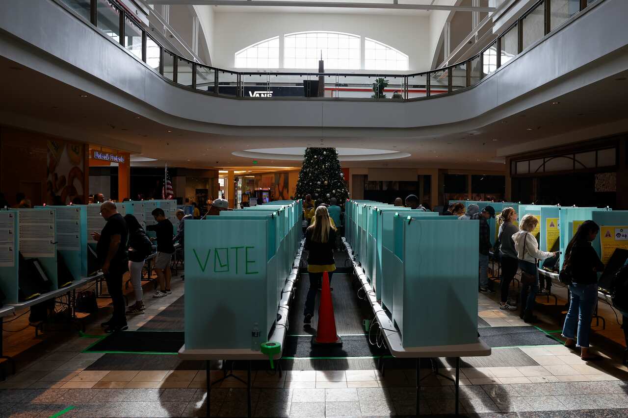 Voting booths inside a shopping centre