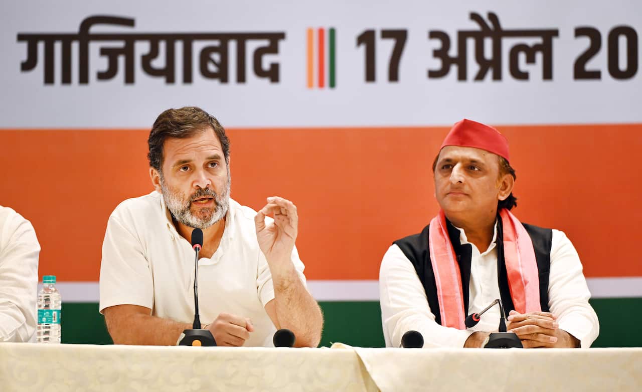 Leaders hold a press conference. 