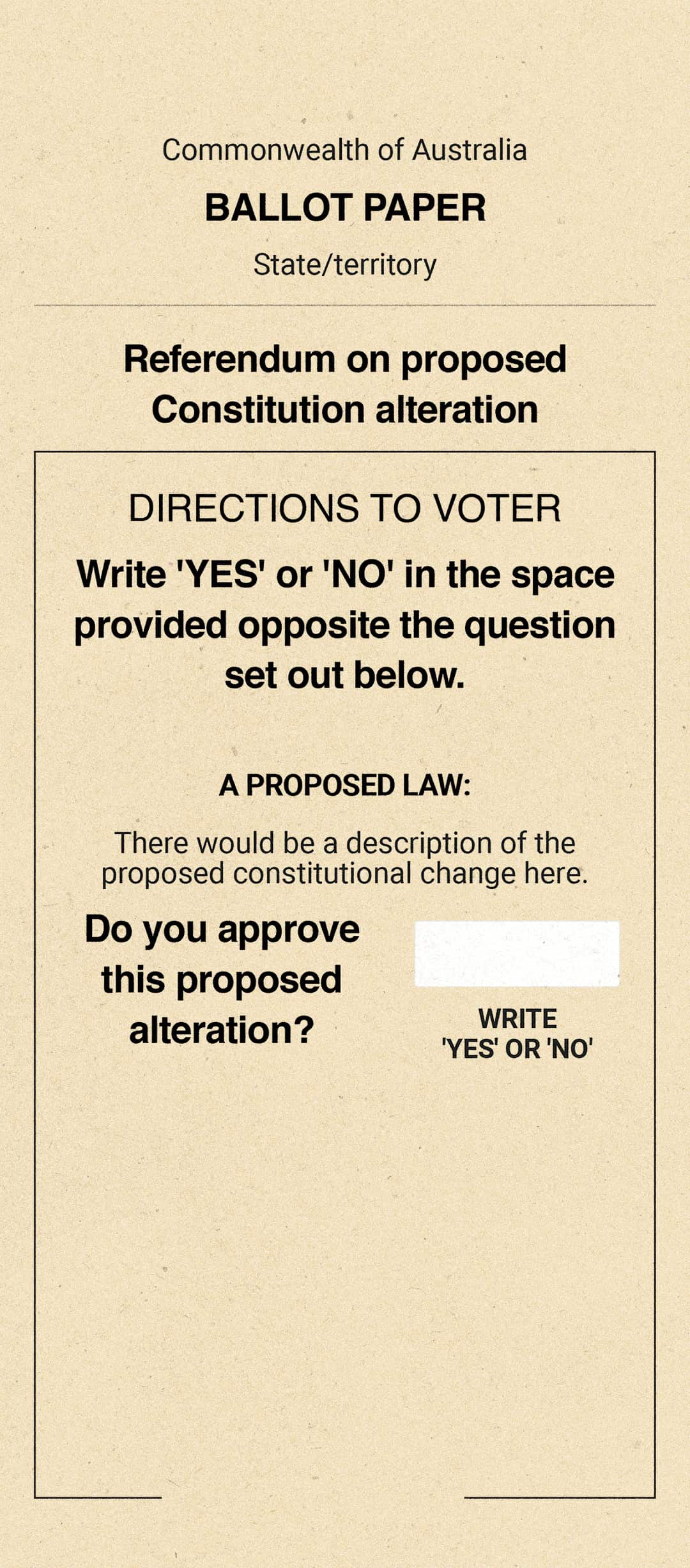 A yellow ballot paper with instructions on how to cast a vote.