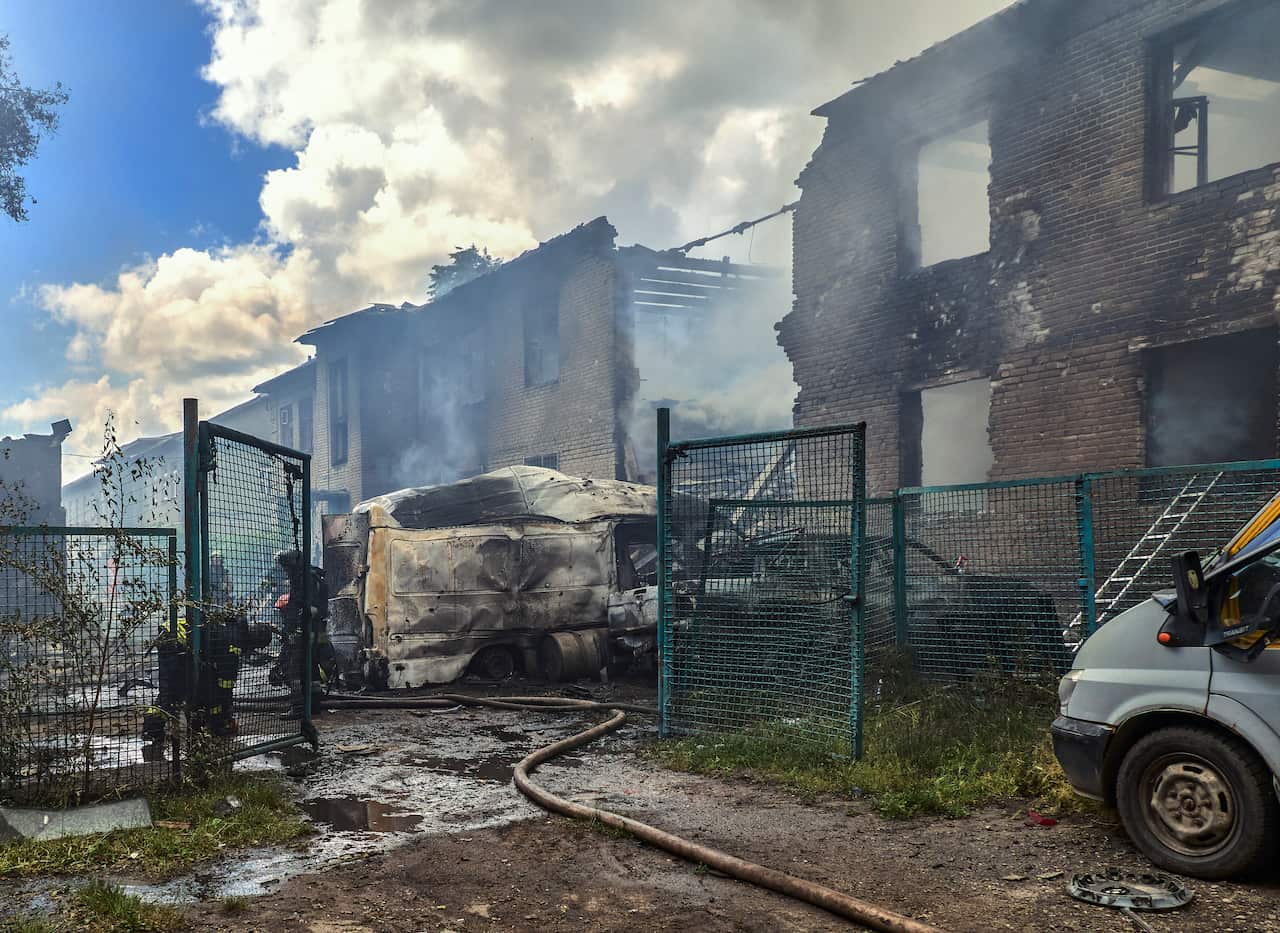 The aftermath of the Russian drone strike in Kharkiv