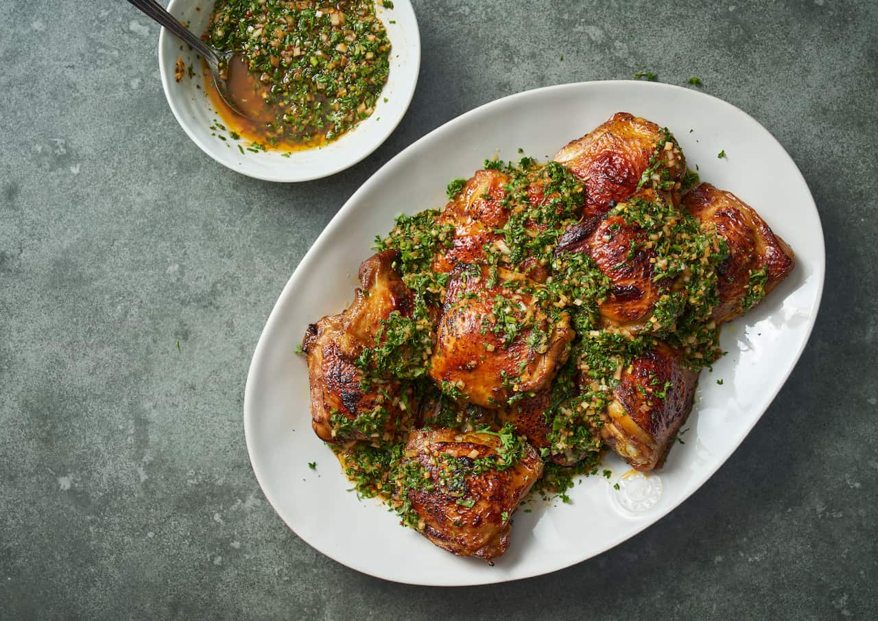 Grilled chicken with Thai-style chimichurri