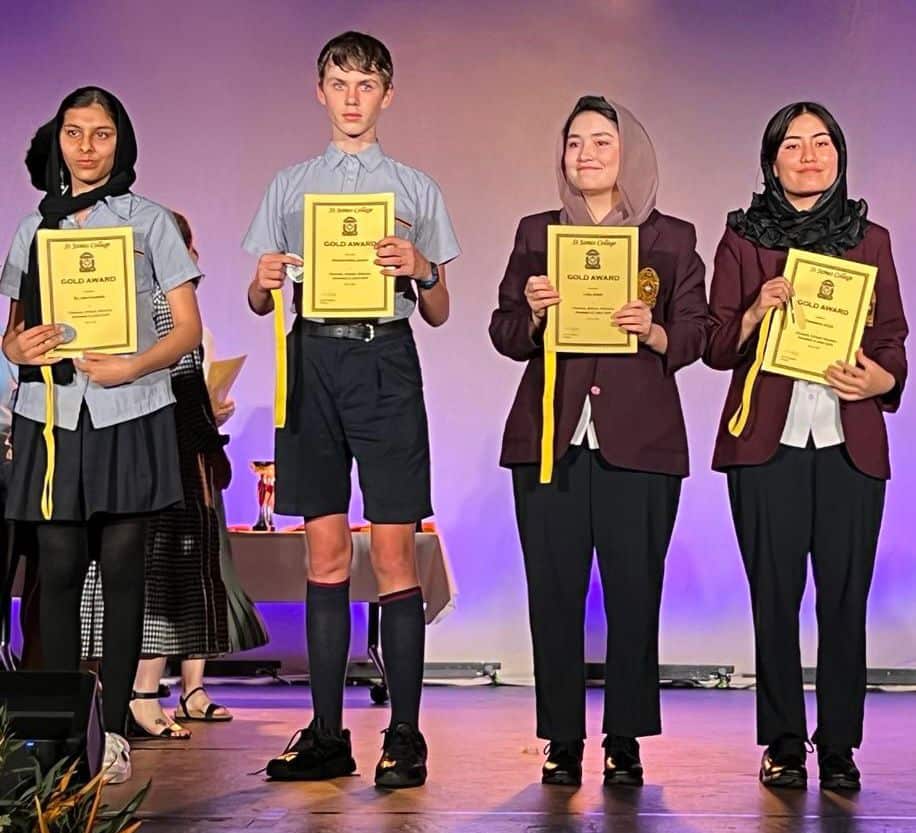 Liza Azizi during an award wining ceremony at St James College in Brisbane.