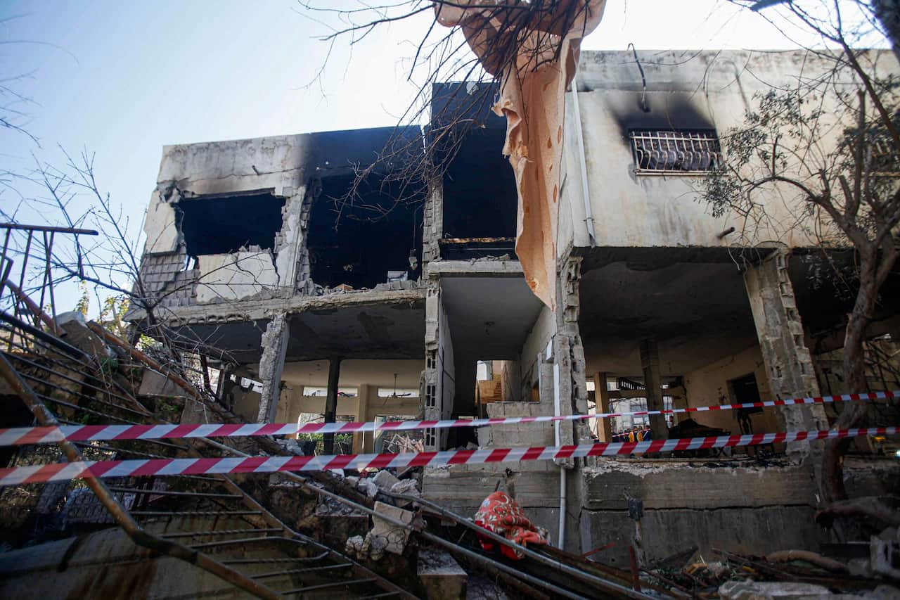A destroyed building in Jenin, West Bank. 