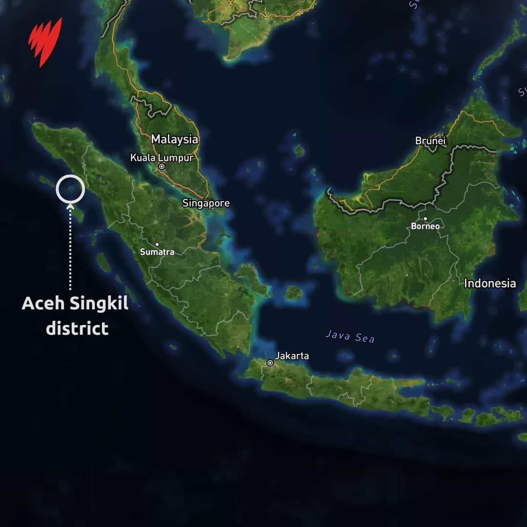 A map showing Aceh Singkil district in Indonesia's Aceh province.