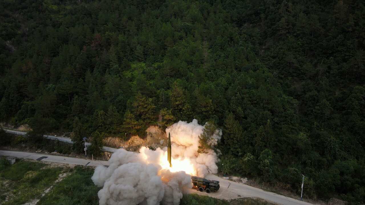 A missile being launched.
