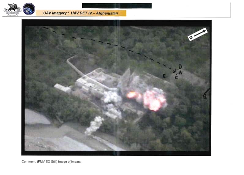 Court documents showing bombing of compound.