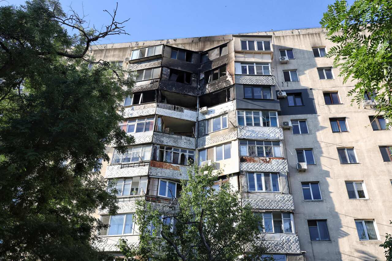 Russian Drone Attack Damages Residential Building - Odesa